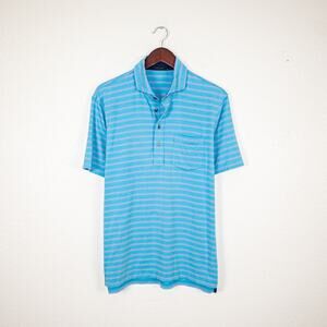 Greyson Men's Medium Blue striped Golf Polo shirt Short Sleeve